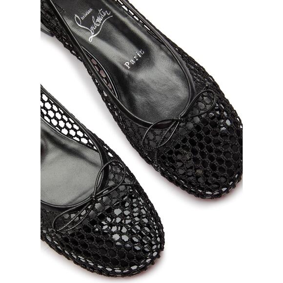 Christian Louboutin Sweetie Jane Mesh Flat Black Patent Ballet Ballerina 38.5 - Picture 9 of 16